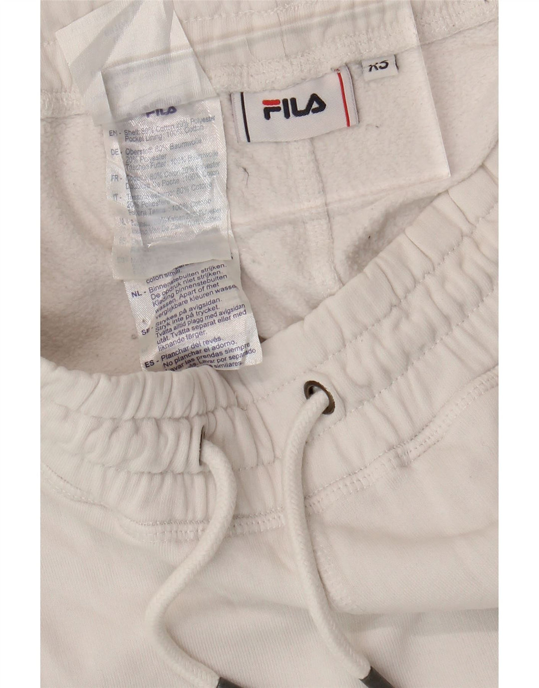 FILA Mens Graphic Tracksuit Trousers Joggers XS  White Cotton