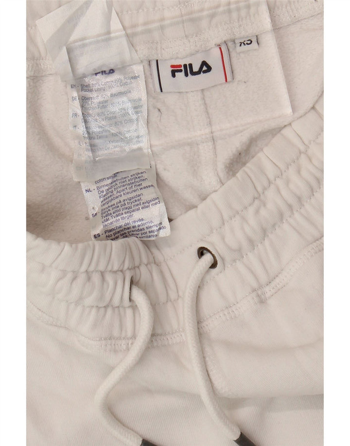 FILA Mens Graphic Tracksuit Trousers Joggers XS  White Cotton