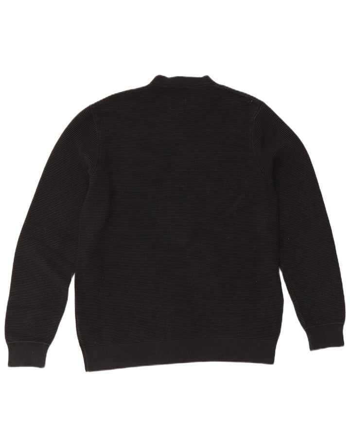 Zara Mens Crew Neck Jumper Sweater Medium Black Cotton