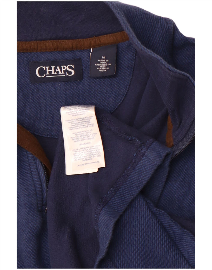 CHAPS Mens Zip Neck Top Long Sleeve Medium Navy Blue Cotton