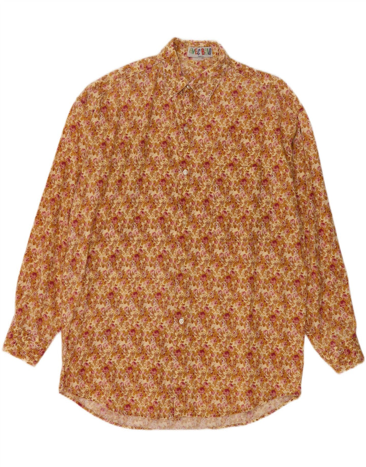 Vintage Mens Shirt Medium Green Floral