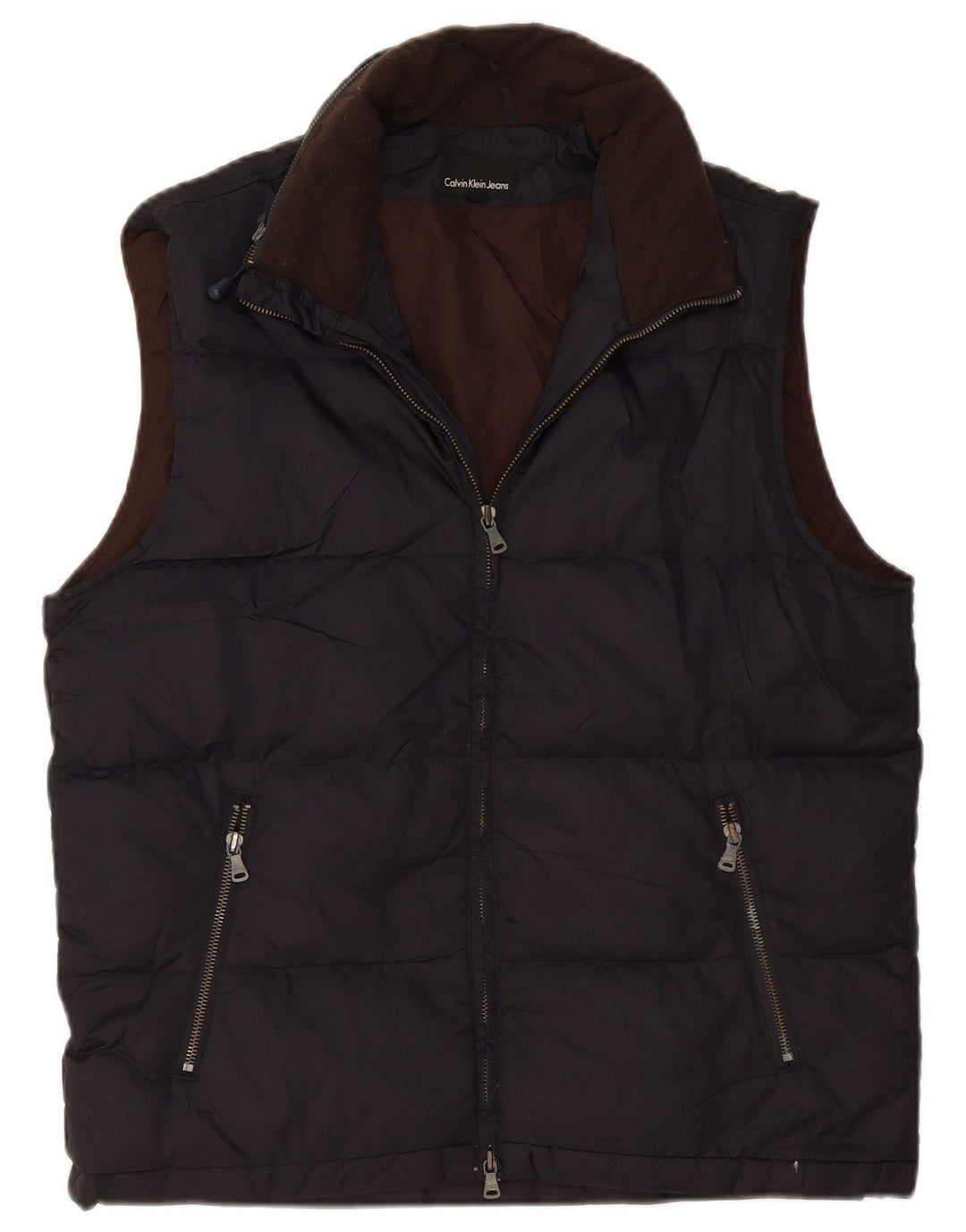CALVIN KLEIN JEANS Mens Padded Gilet UK 38 Medium Navy Blue Polyamide