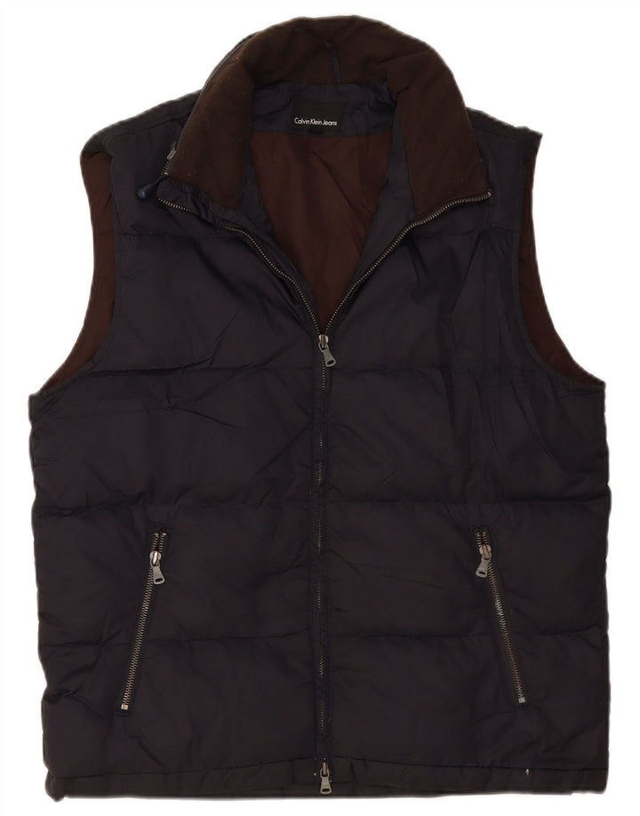 CALVIN KLEIN JEANS Mens Padded Gilet UK 38 Medium Navy Blue Polyamide