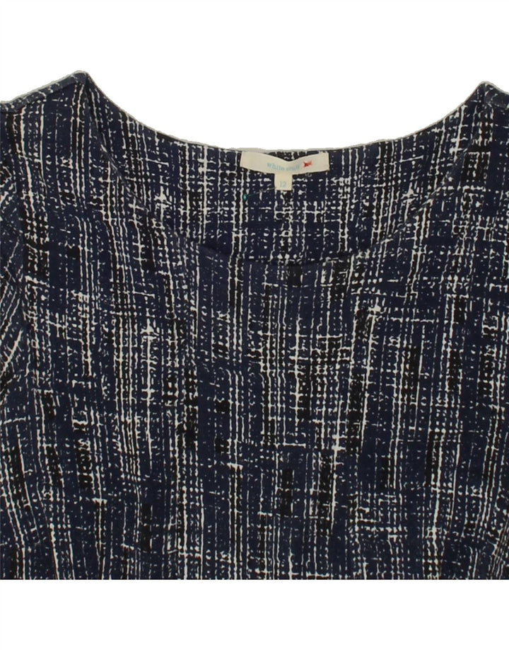 WHITE STUFF Womens Basic Dress UK 12 Medium Navy Blue Geometric Viscose Vintage White Stuff and Second-Hand White Stuff from Messina Hembry 