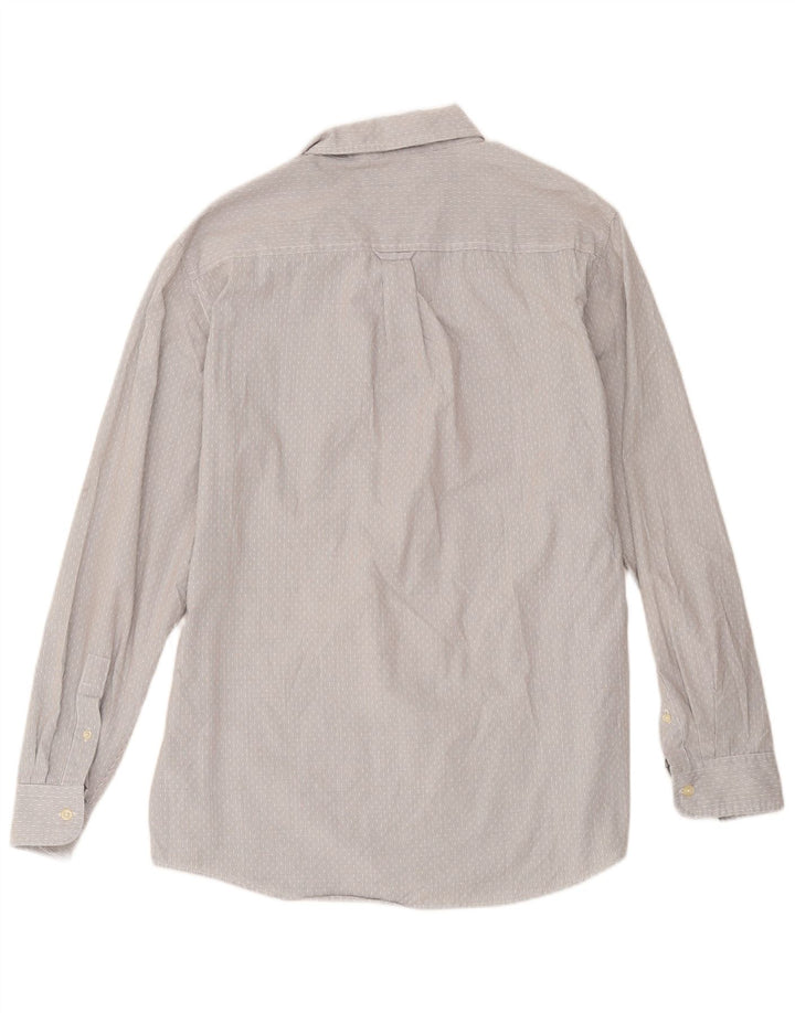 Chaps Mens Easy Care Shirt Medium Grey Geometric Cotton