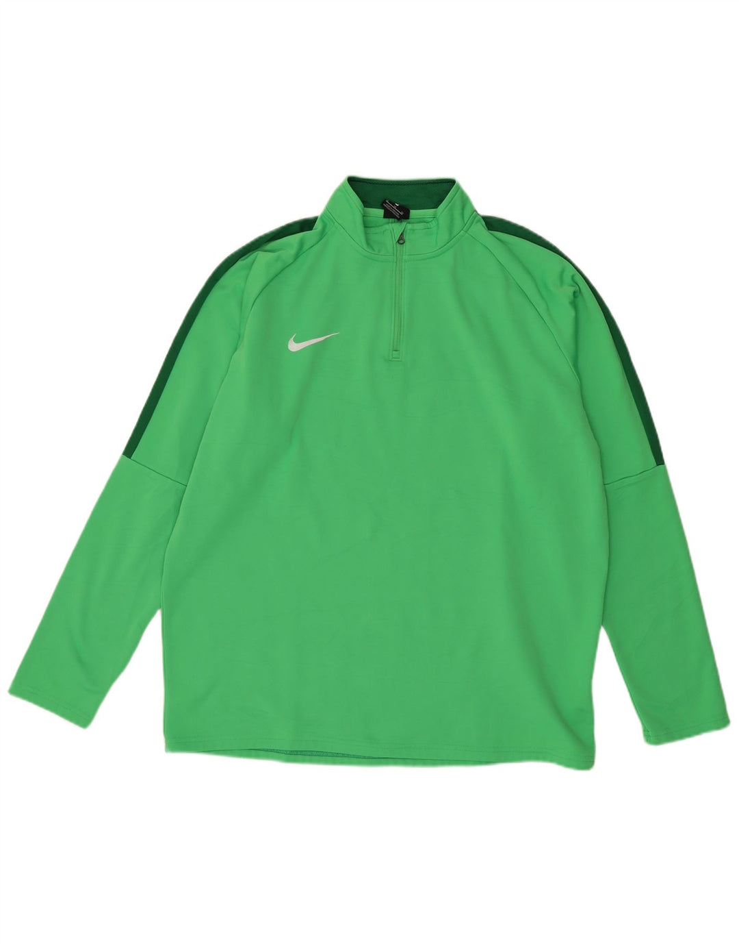 NIKE Mens Dri Fit Zip Neck Pullover Tracksuit Top XL Green Colourblock