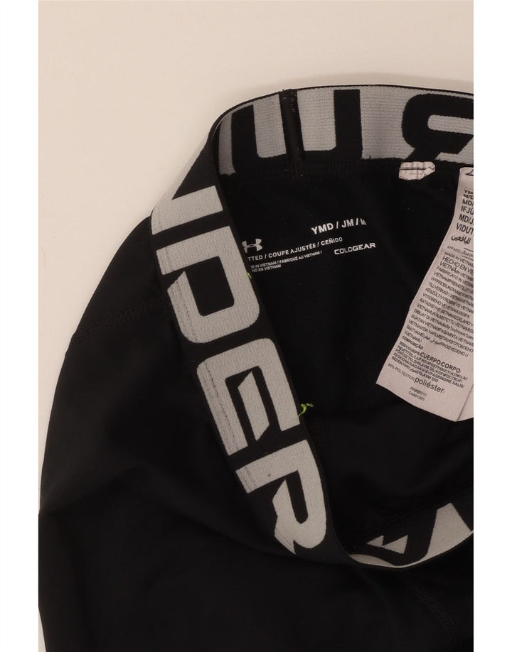 UNDER ARMOUR Boys Cold Gear Graphic Leggings 9-10 Years Medium Black