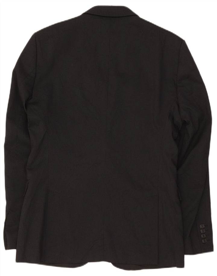 Zara Mens 2 Button Blazer Jacket EU 50 Medium Black Pinstripe Viscose