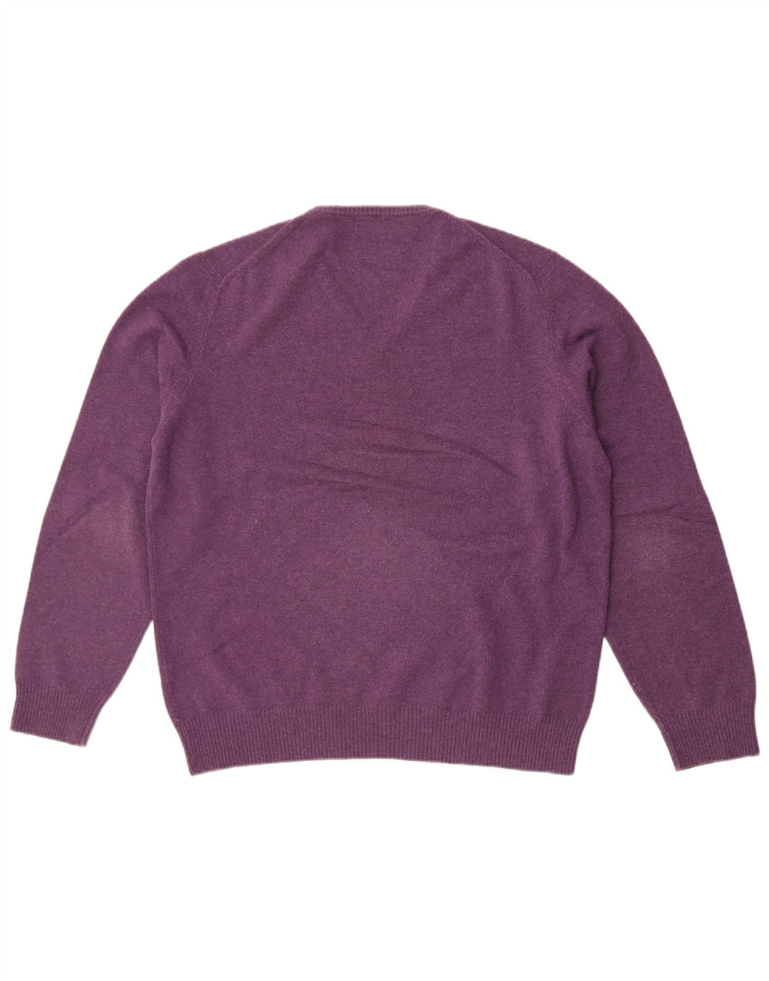 Massimo Dutti Mens V-Neck Jumper Sweater Large Purple Wool