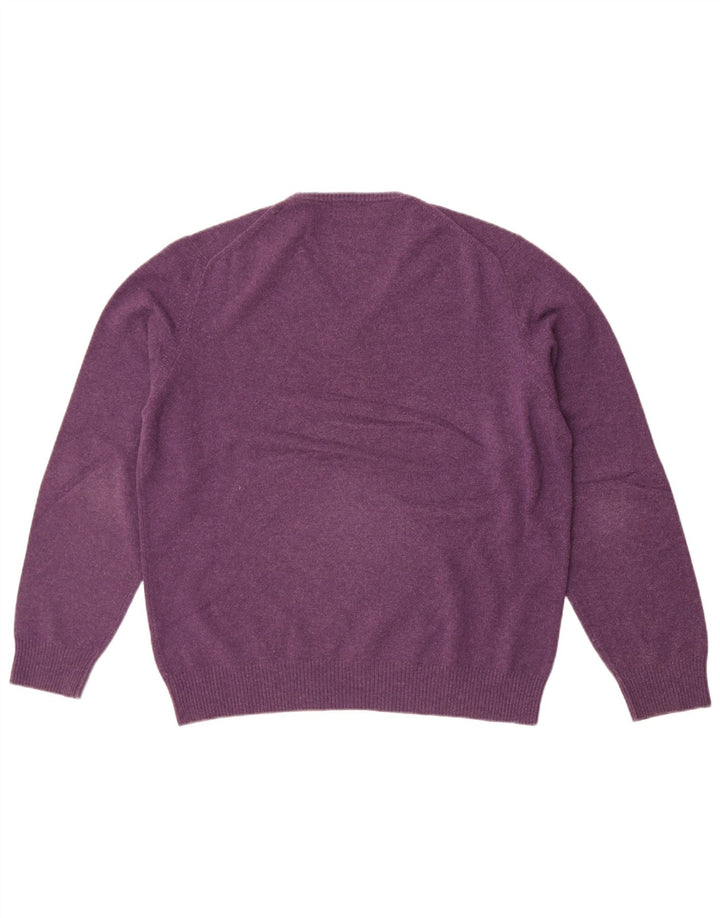 Massimo Dutti Mens V-Neck Jumper Sweater Large Purple Wool