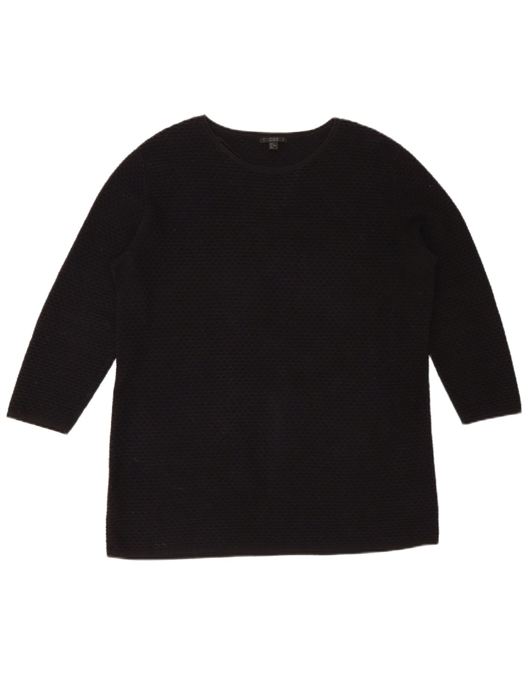 COS Womens Top 3/4 Sleeve UK 14 Medium Black Cotton