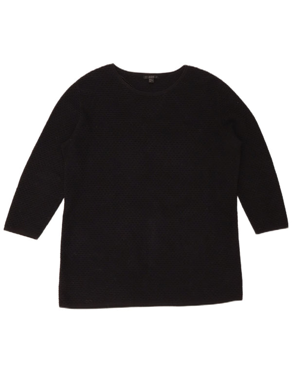 COS Womens Top 3/4 Sleeve UK 14 Medium Black Cotton
