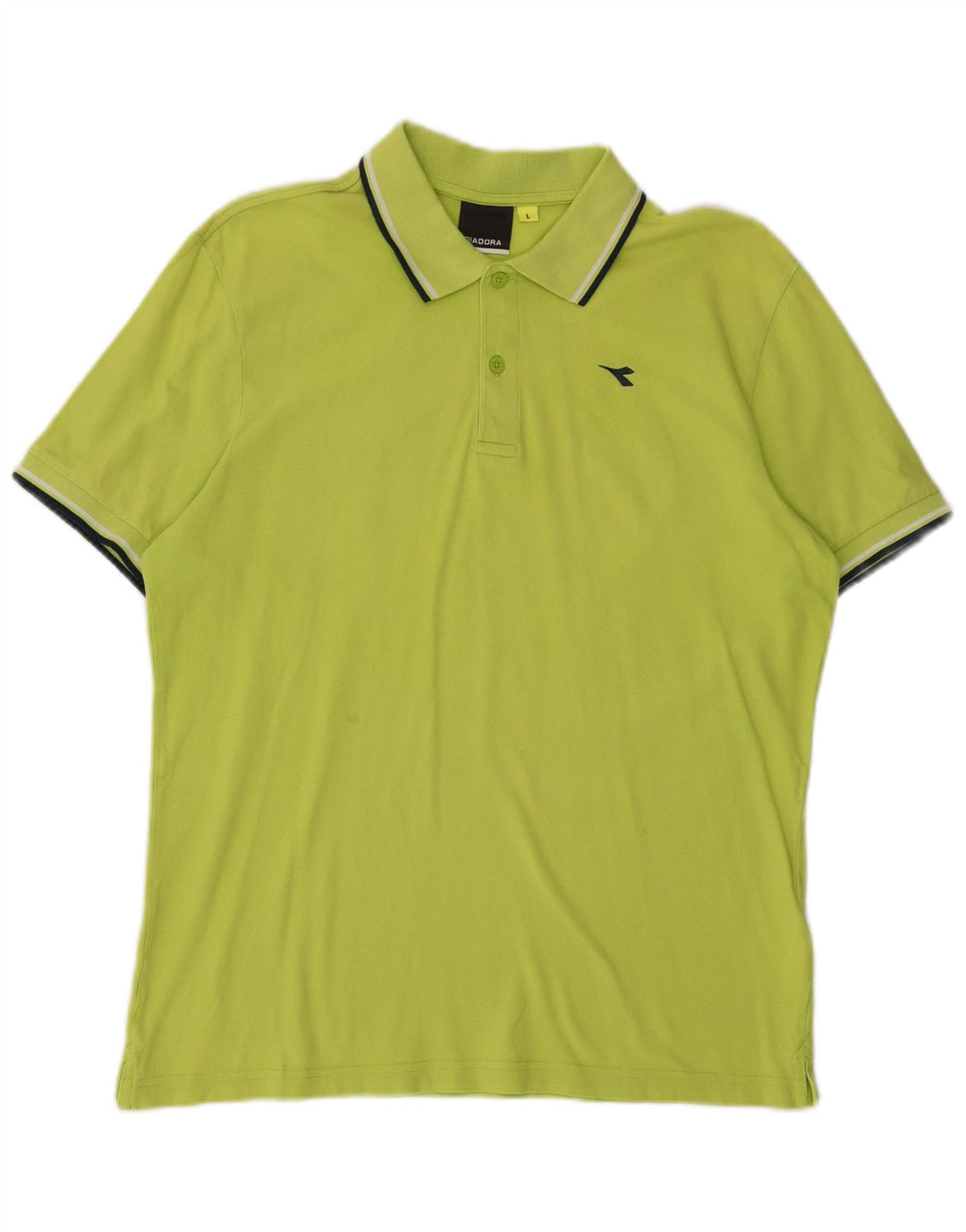 DIADORA Mens Polo Shirt Large Green Cotton