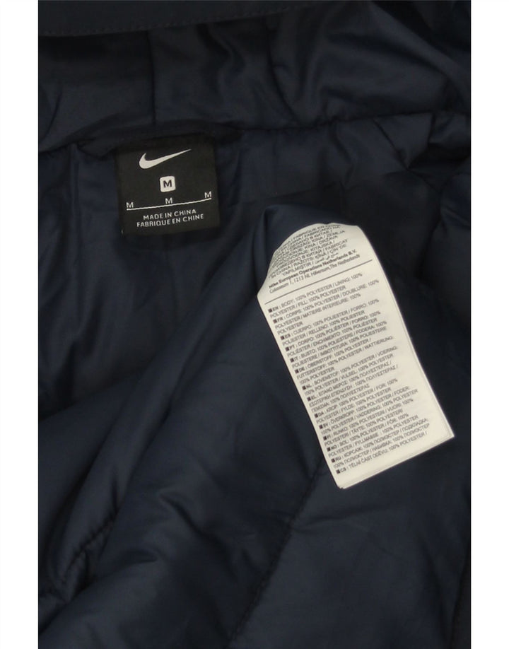 Nike Mens Hooded Parka Jacket UK 38 Medium Navy Blue Polyester