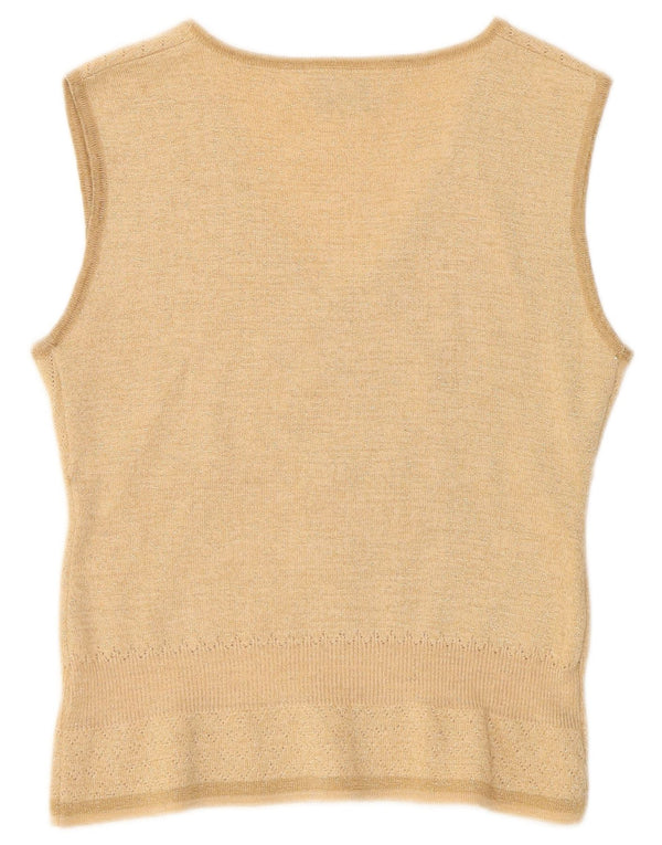 Vintage Womens Vest Tank Top IT 40/42 Small Beige Wool