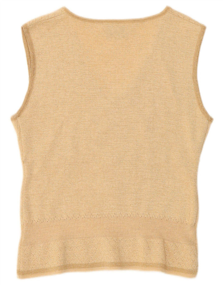 Vintage Womens Vest Tank Top IT 40/42 Small Beige Wool