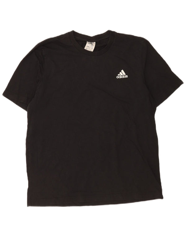 Adidas Mens T-Shirt Top Large Black Cotton