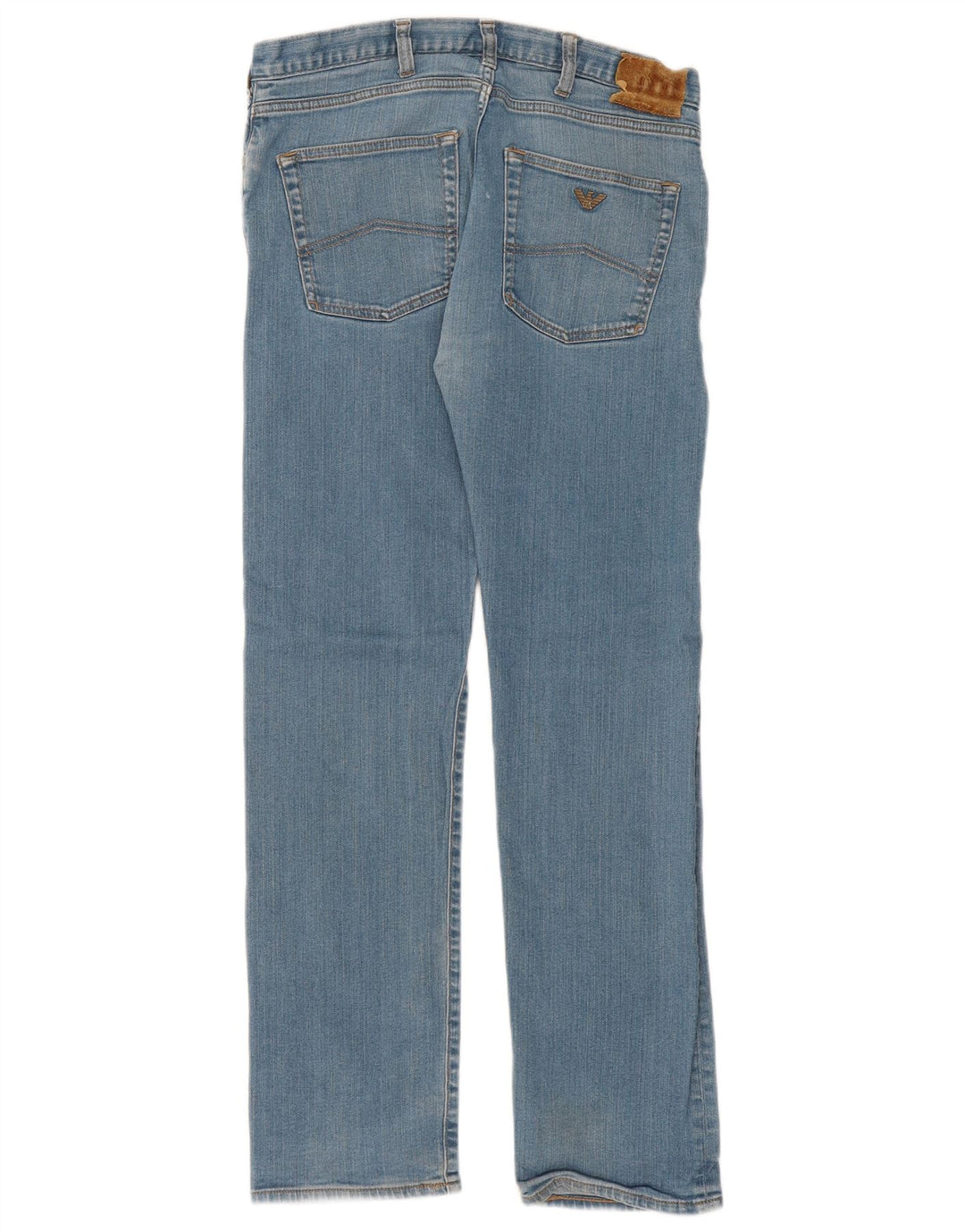 Armani Mens Straight Jeans W34 L32 Blue Cotton