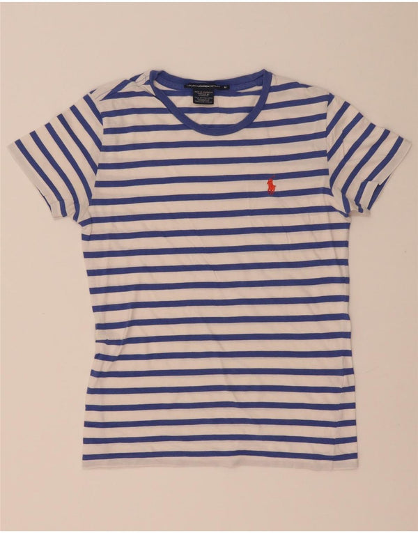 Ralph Lauren Womens T-Shirt Top UK 12 Medium White Striped Cotton
