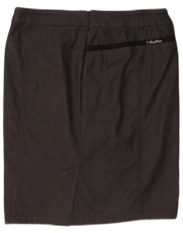 Max Mara Womens High Waist Pencil Skirt UK 14 Large W30 Grey Cotton
