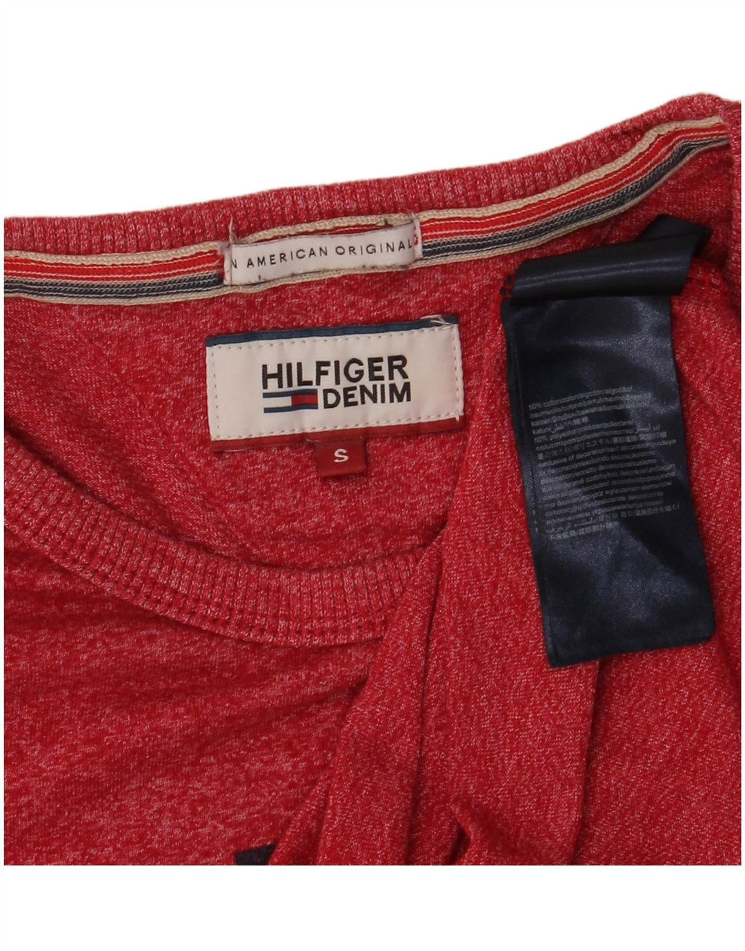 Tommy Hilfiger Mens Graphic T-Shirt Top Small Red Flecked Cotton