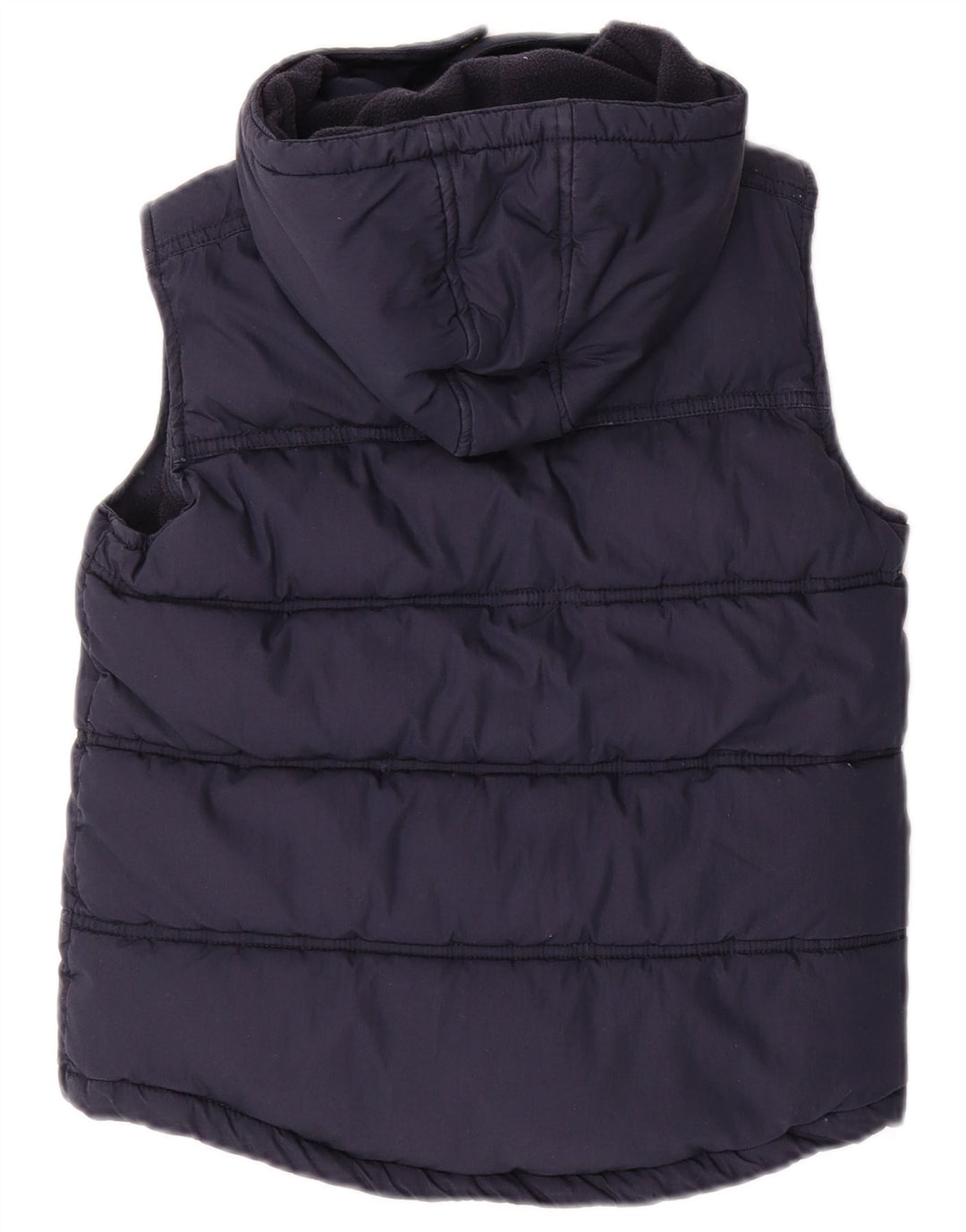 FAT FACE Boys Hooded Padded Gilet 7-8 Years Navy Blue Cotton