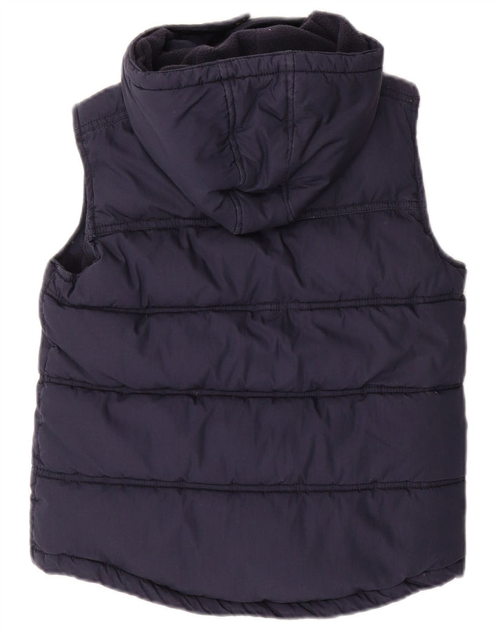 FAT FACE Boys Hooded Padded Gilet 7-8 Years Navy Blue Cotton