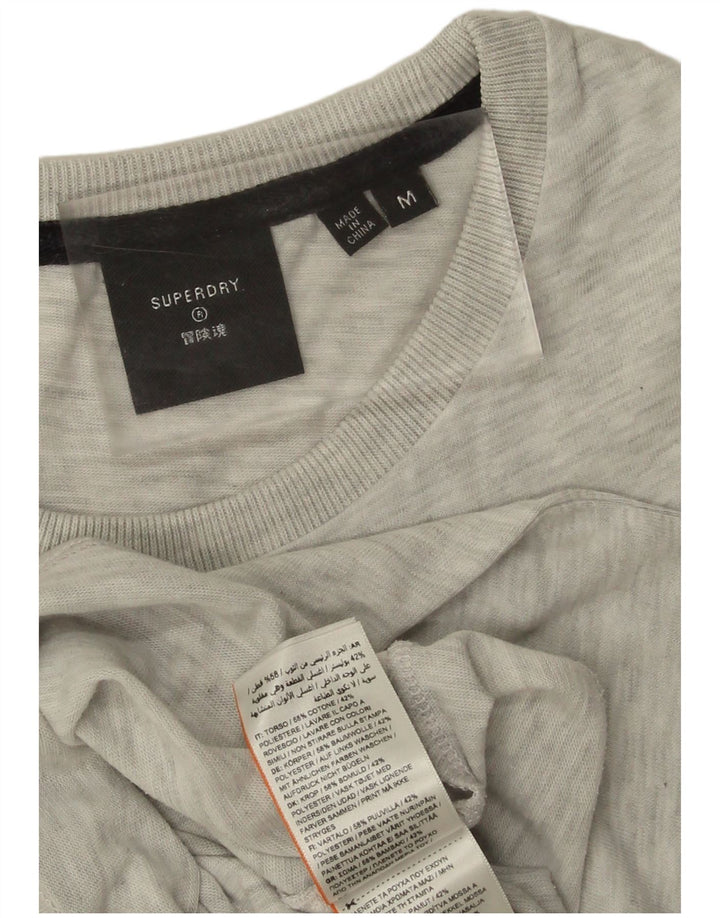 SUPERDRY Mens Graphic T-Shirt Top Medium Grey Flecked Cotton