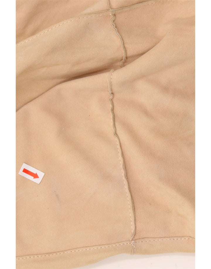 MONTGOMERY Womens Suede Bomber Jacket UK 14 Medium Beige Colourblock Vintage MONTGOMERY and Second-Hand MONTGOMERY from Messina Hembry 