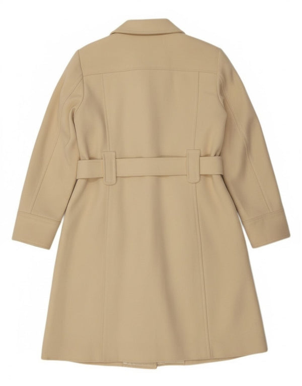 Benetton Womens Double Breasted Coat IT 44 Medium Off White Wool