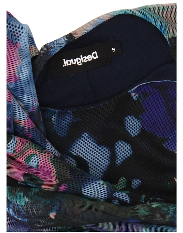 DESIGUAL Womens Abstract Pattern Long Sleeve A-Line Dress UK 10 Small Blue