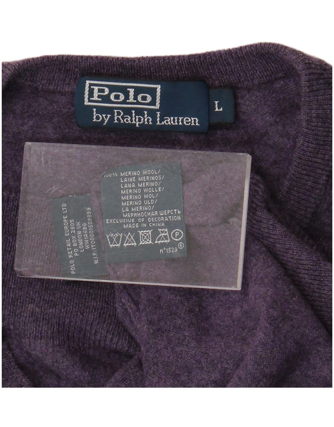 POLO RALPH LAUREN Mens Crew Neck Jumper Sweater Large Purple Flecked