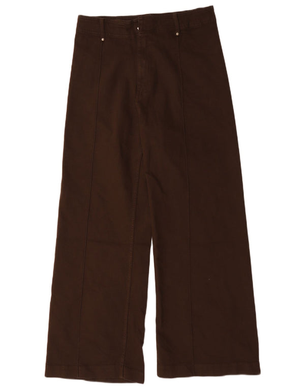 Zara Womens High Waist Wide Leg Casual Trousers EU 42 Large W32 L29 Brown