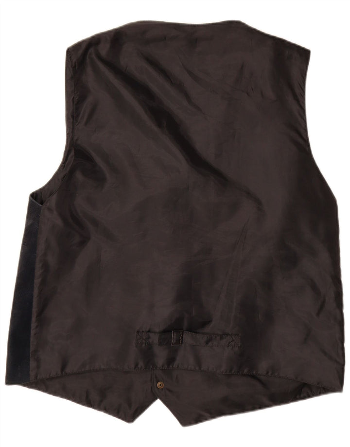 Vintage Mens Suede Waistcoat Medium Navy Blue