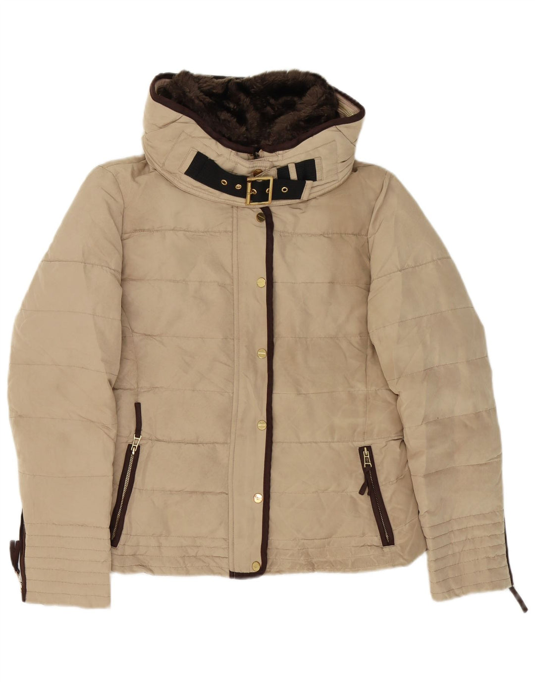 Zara Womens Padded Jacket UK 18 XL Beige Polyester