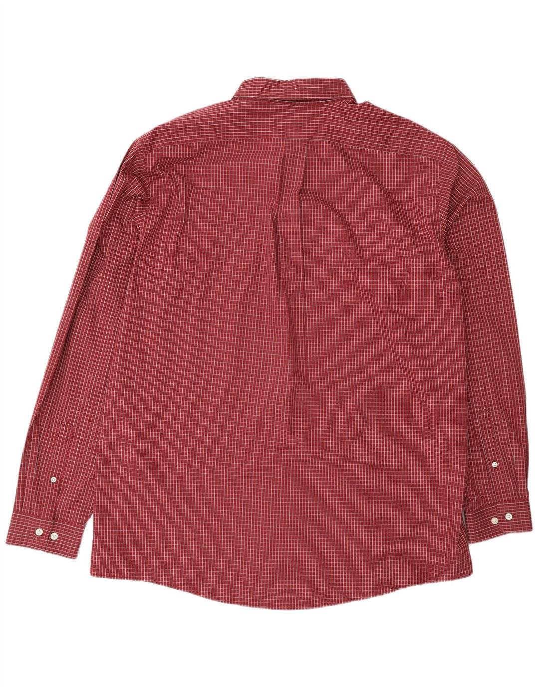 Eddie Bauer Mens Checked  Relaxed Fit Shirt XL Burgundy Check Cotton
