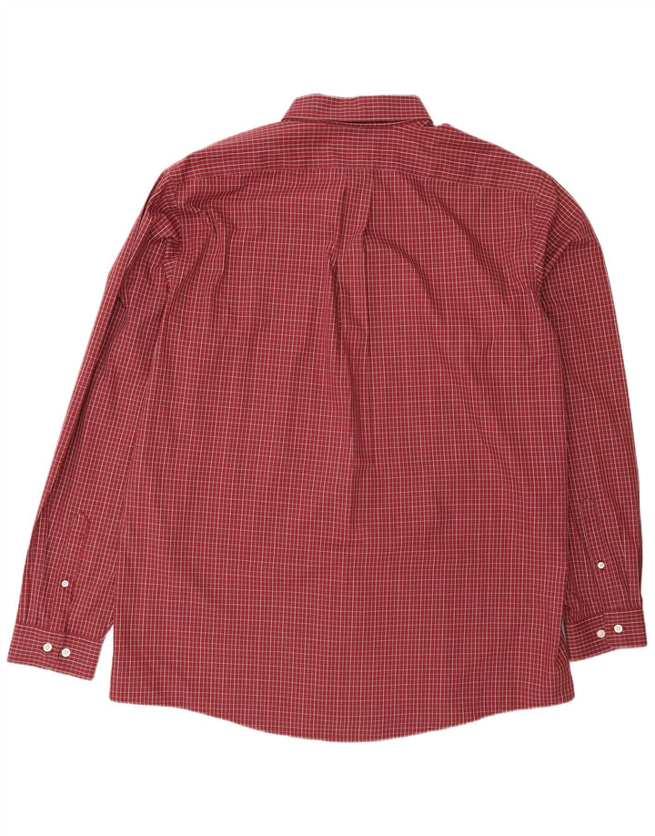 Eddie Bauer Mens Checked  Relaxed Fit Shirt XL Burgundy Check Cotton