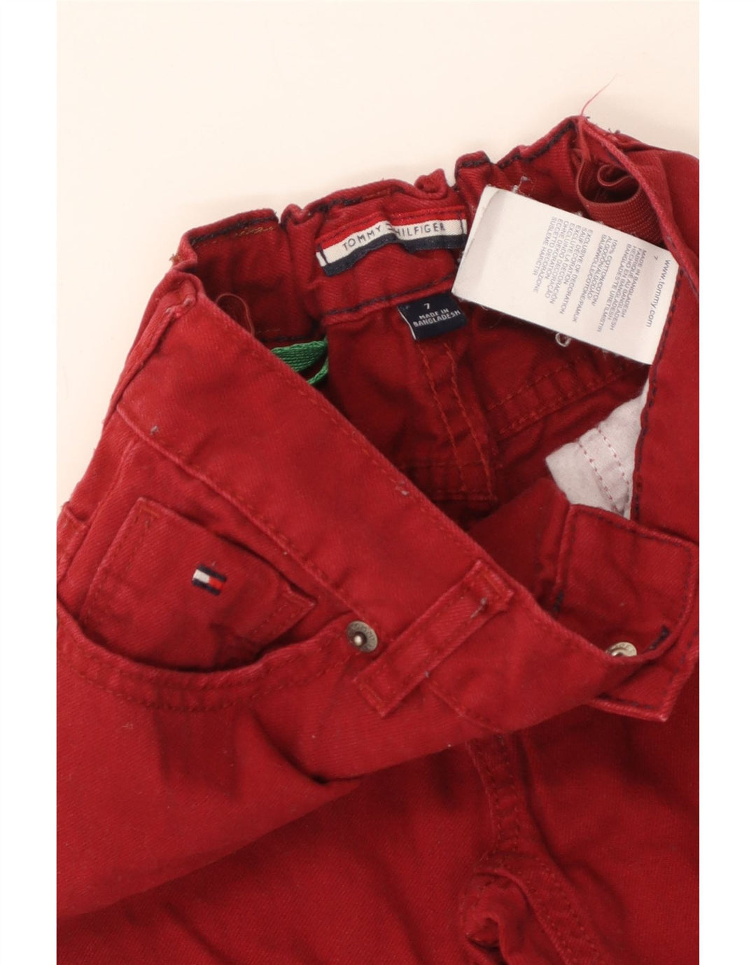 TOMMY HILFIGER Boys Straight Jeans 6-7 Years W22 L22 Burgundy Cotton