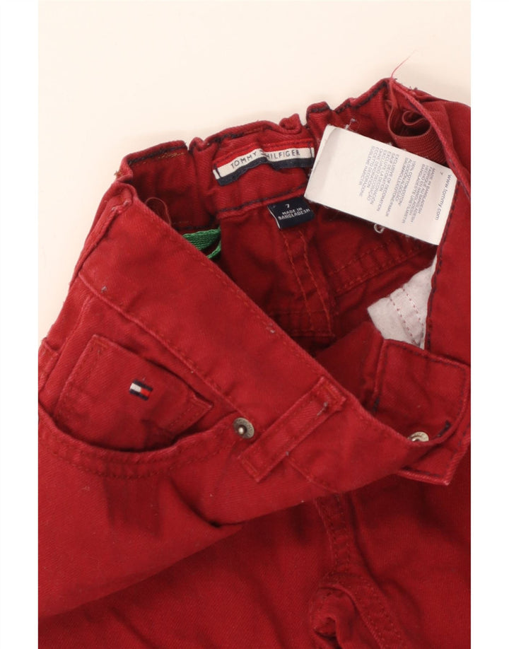 TOMMY HILFIGER Boys Straight Jeans 6-7 Years W22 L22 Burgundy Cotton