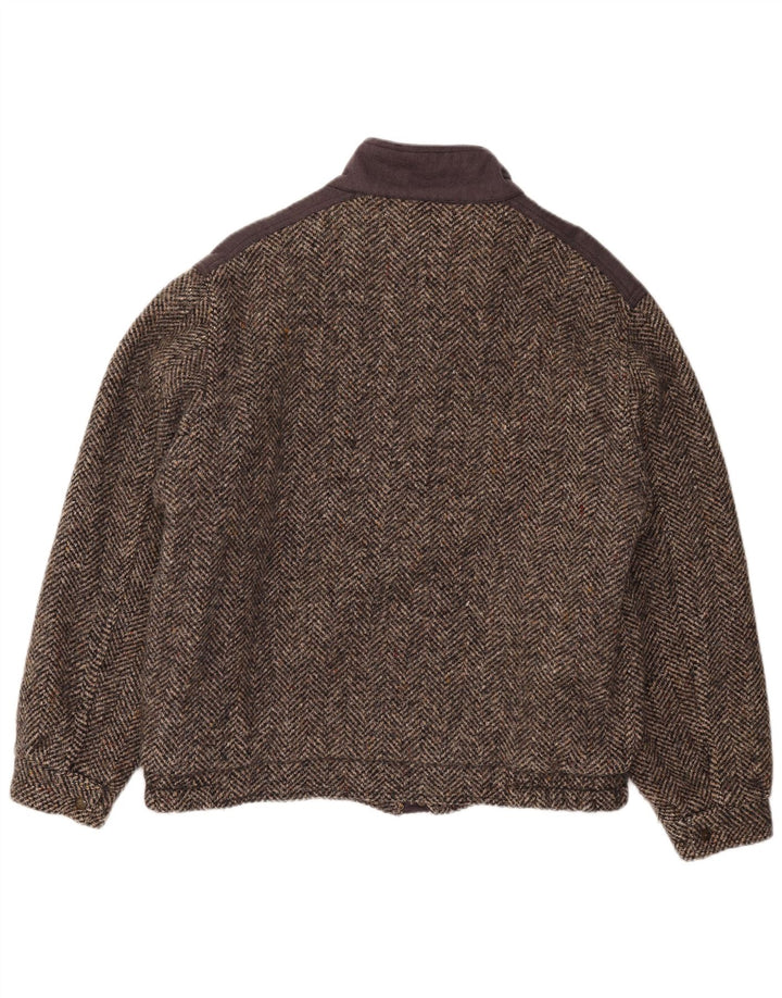 Faciba Mens Bomber Jacket IT 56 3XL Brown Colourblock Wool