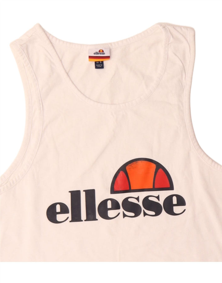 Ellesse Mens Graphic Vest Top Small White Cotton