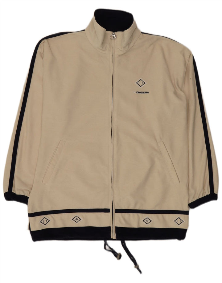 Diadora Mens Tracksuit Top Jacket Medium Beige Colourblock