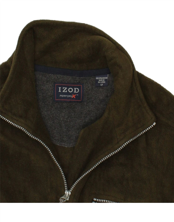 IZOD Mens Zip Neck Fleece Jumper Large Khaki Polyester Vintage Izod and Second-Hand Izod from Messina Hembry 