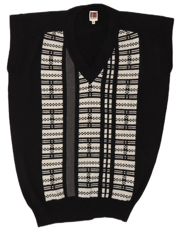 I'M ISOLA MARRAS Womens Longline Vest Tank Top UK 14 Medium Black Striped