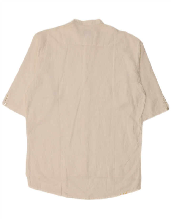 Vintage Mens 3/4 Sleeve Pullover Shirt Medium White