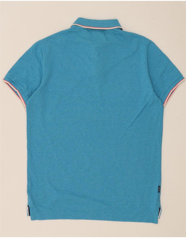 Superdry Mens Polo Shirt Large Blue Flecked Cotton