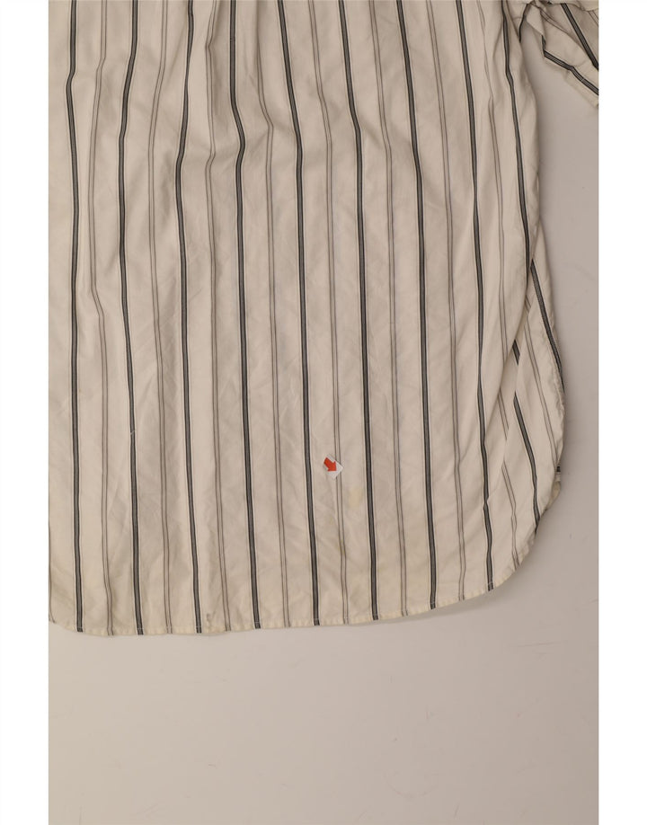TOMMY HILFIGER Mens Short Sleeve Shirt Medium White Striped Cotton Vintage Tommy Hilfiger and Second-Hand Tommy Hilfiger from Messina Hembry 