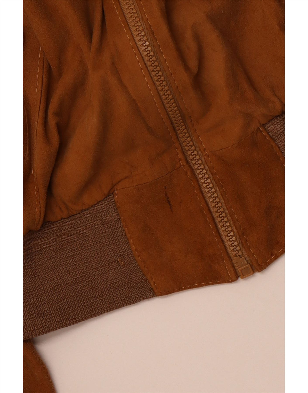 VINTAGE Womens Suede Bomber Jacket IT 46 Large Brown Leather