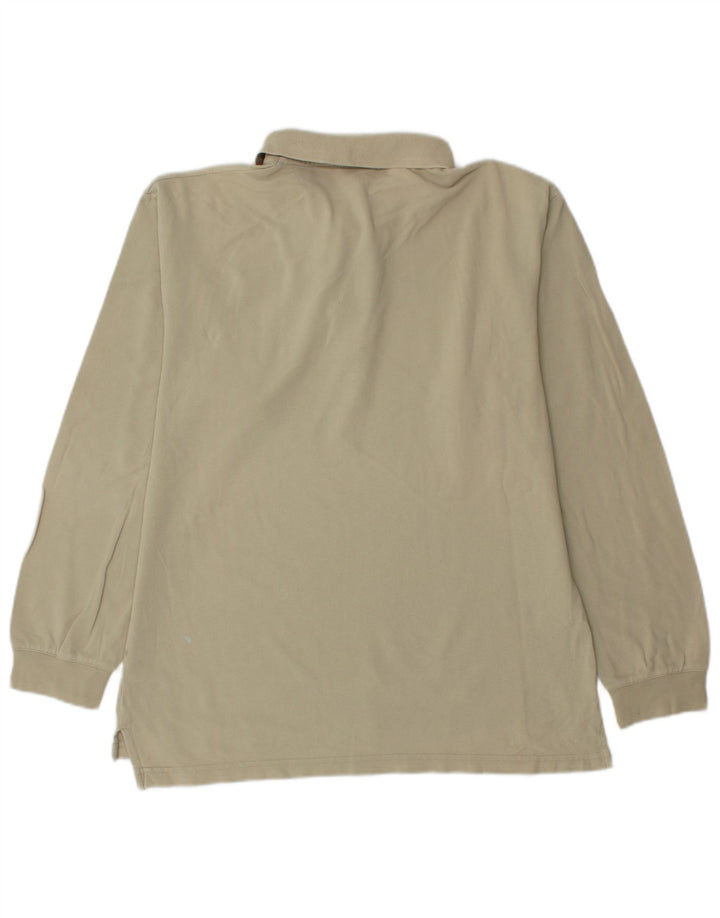 Asics Mens Long Sleeve Polo Shirt Small Beige