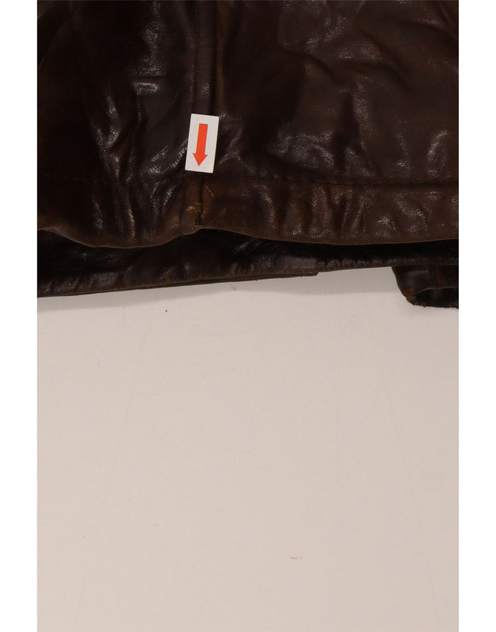Vintage Mens Leather Jacket IT 54 2XL Brown Leather